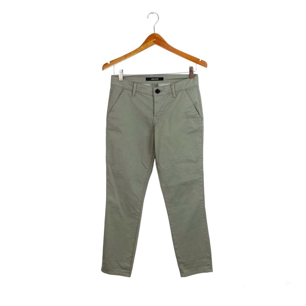 J Brand Alex Tarmac Olive Green Flat Front Ankle Pants Size 24